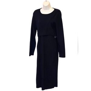 Gibson & Latimer Black Long Sleeve Ribbed Sweater Dress With Cutouts,X-Large